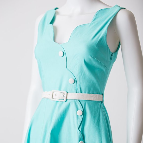 VooDoo Vixen Aqua pinup summer swing dress NWOT - Picture 2 of 10